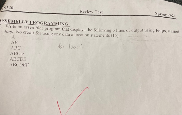 need help with this program need it written in assembler lanaguage please