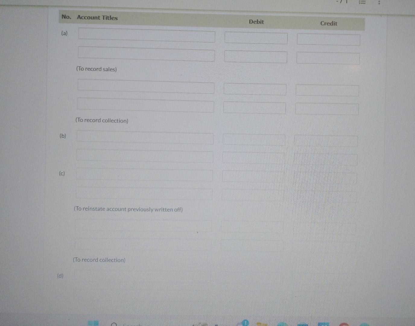 Wildhorse Co. had balances in Accounts Receivable of 203,000 and in Allowance