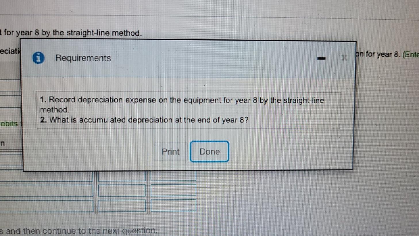  t for year 8 by the straight-line method. eciati * Requirements