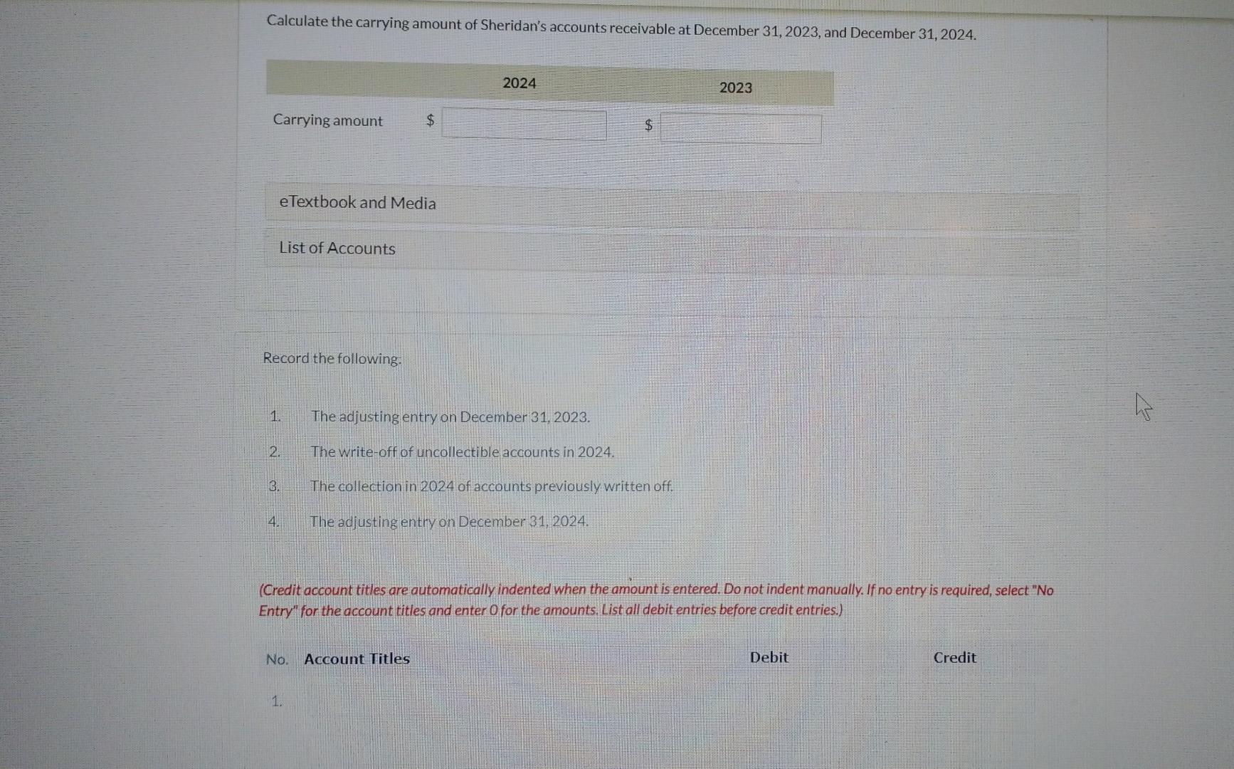 following: Additional information. 1. At December 31,2023 , the unadjusted balance in