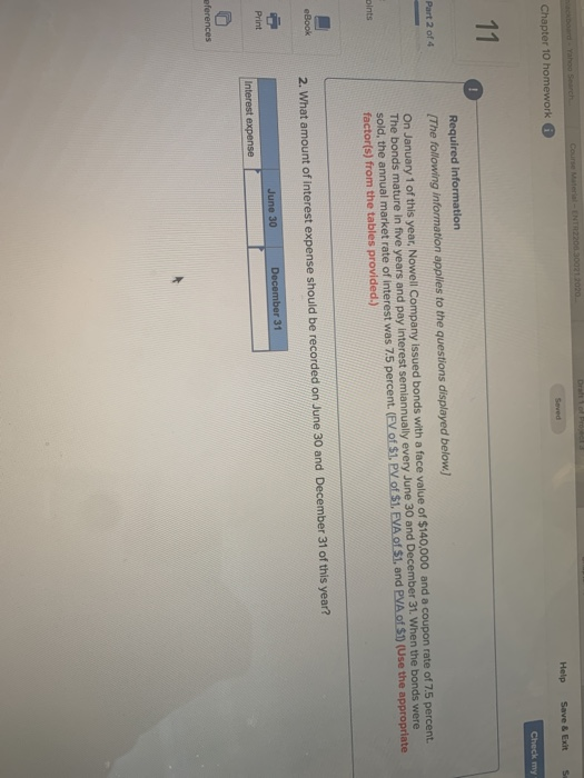  Help Save & Exit Su Chapter 10 homework 0 Check my