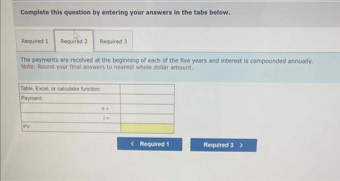 interest rate, determine the present value of a five-period annual annuity of