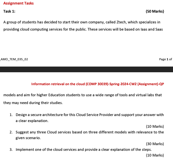  Task1 part 1: Design a secure architecture and explain. 8 marks