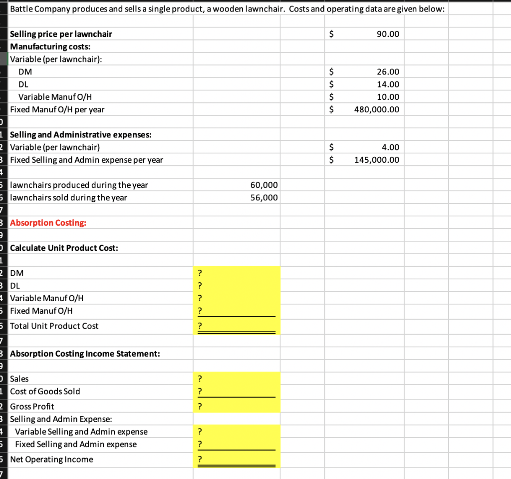 Absorption Costing Spreadsheet Dropbox by inserting either formulas or cell references in