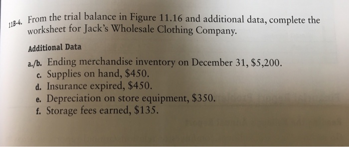 From the trial balance in Figure 11.16 and additional data, complete