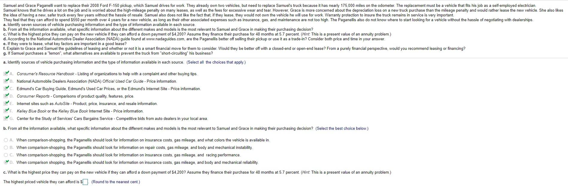 Only need answer to part C. Here is text. Samuel and Grace