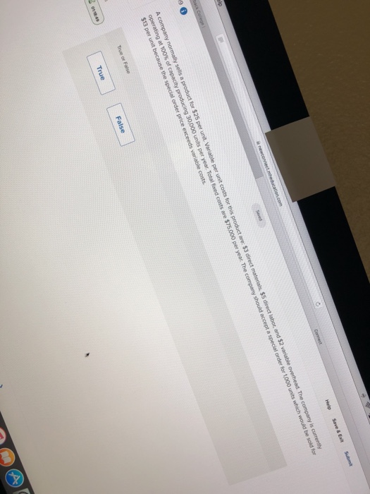  Help Save &ExitSubmit 9 The 30,000 units per year Total fixed