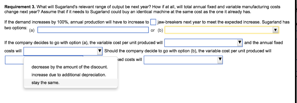 month. Sugarland currently makes and sells 3,900 jaw-breakers per month. Sugarland buys