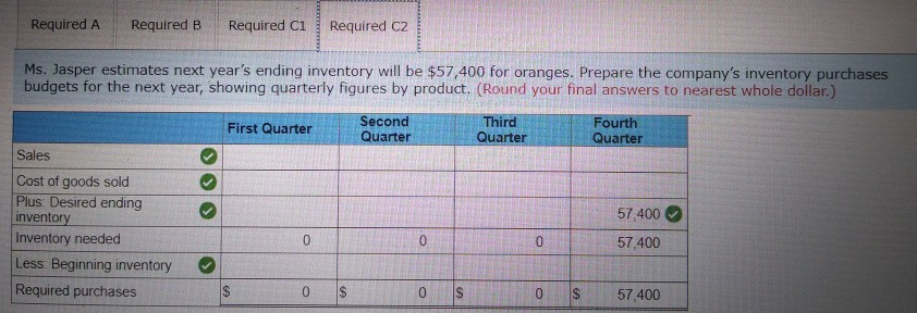 sales revenue data follow Peaches Oranges Total First Quarter $229,800 488, oee