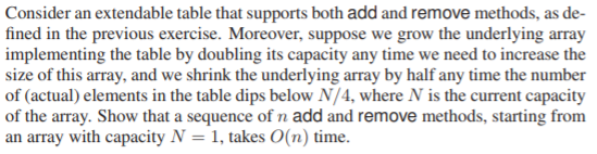  Consider an extendable table that supports both add and remove methods,