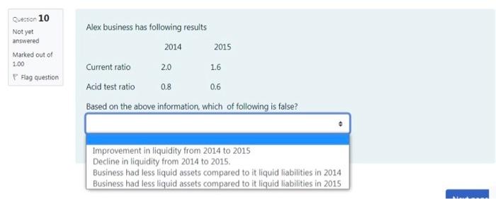 please answer Q 10 & 11 Question 10 Not yet answered 2015