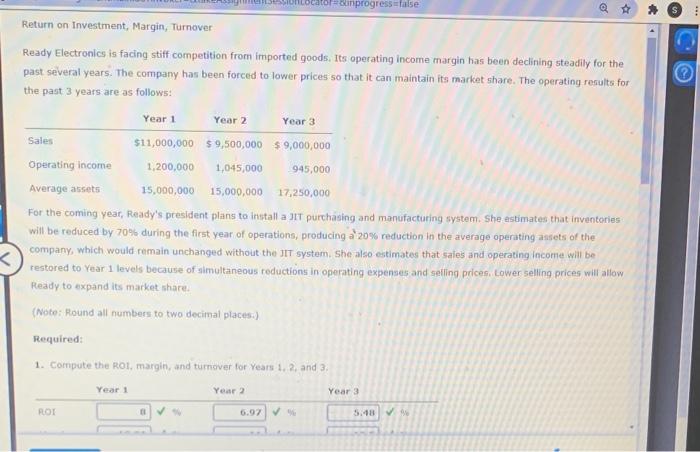  otroprogress false S Return on Investment, Margin, Turnover Ready Electronics is