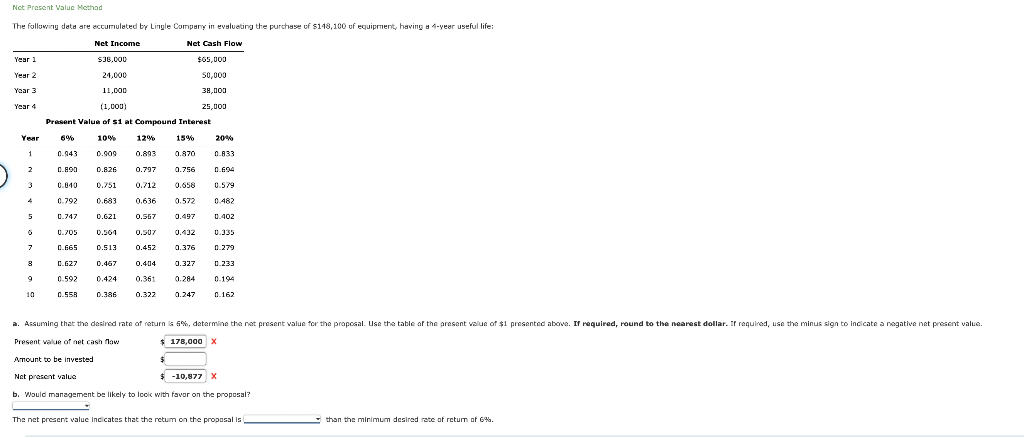  The following data are eccumulated by Lingle Compary in evaluating the