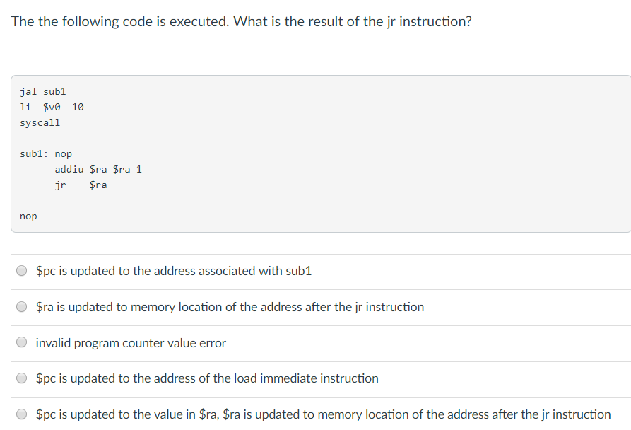  The the following code is executed. What is the result of
