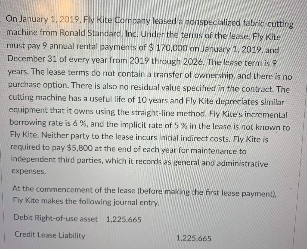  Fly Kite classifies the lease as a...? What is the amount