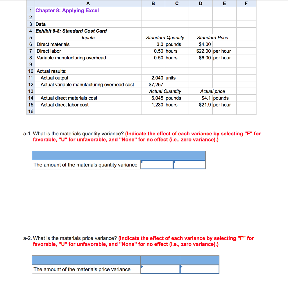 1 Chapter 8: Applying Excel 2 3 Data 4 Exhibit 8-8: