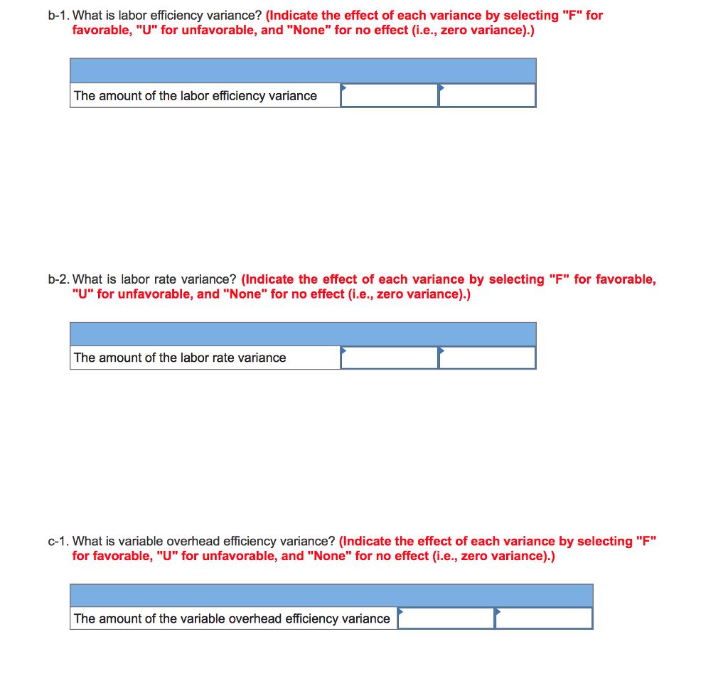 Standard Cost Card 5 6 Direct materials 7 Direct labor 8 Variable