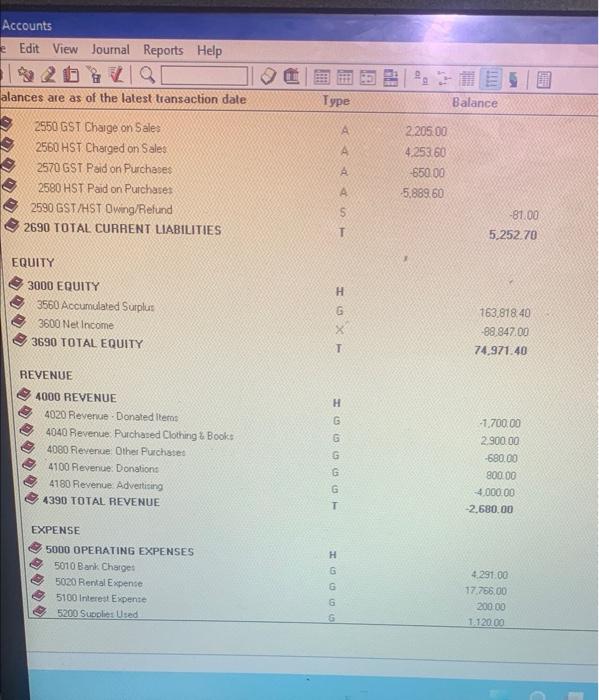 Reports Help EQUITY Q 3000 EQUITY 3560 Accumulated Surplu 3600 Net Income