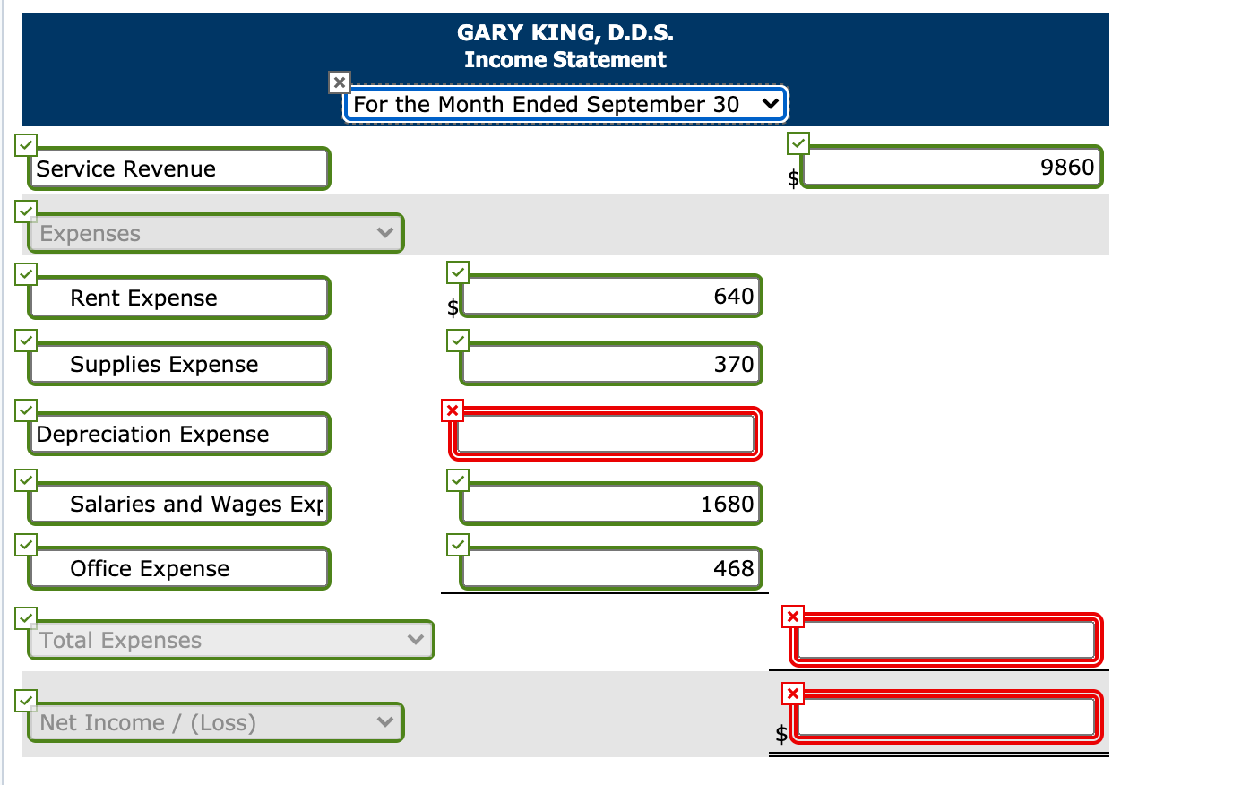 Gary King, D.D.S., for the month of September. Sept. 1 King begins