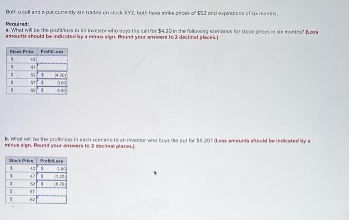 please show work Both a call and a put currently are traded