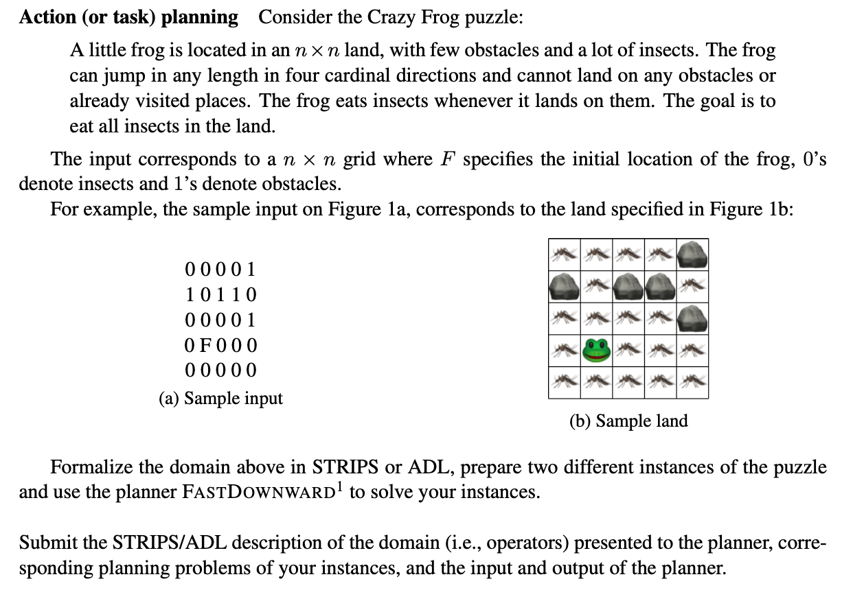 USING PDDL, PROVIDE A STRIPS DOMAIN like the example below. (define (domain