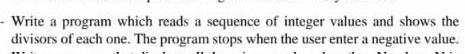  - Write a program which reads a sequence of integer values