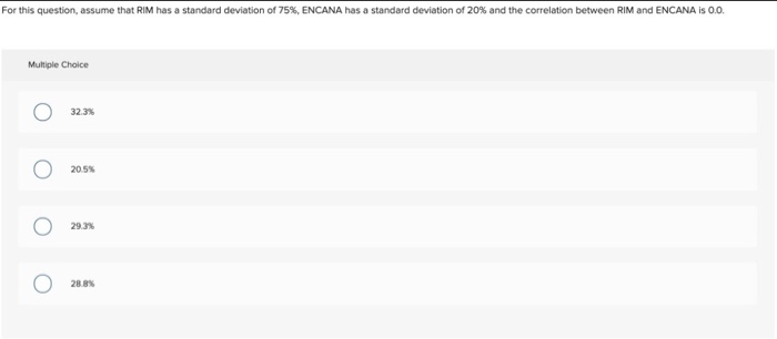 questions (31-32), ASSUME that the one year returns for RIM are still