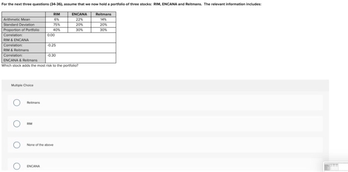 RIM and 60% ENCANA. What return do you expect to earn next