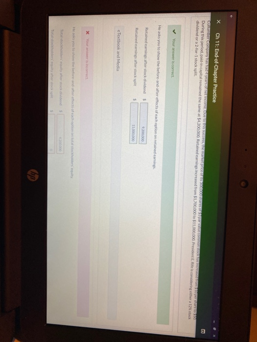  X Ch 11: End-of-Chapter Practice Cullumber company has years net income