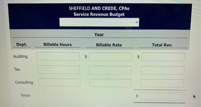 $90, and consulting $110. Prepare the service revenue (sales) budget for 2022
