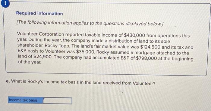land's fair market value was $124,500 and its tax and E&P basis