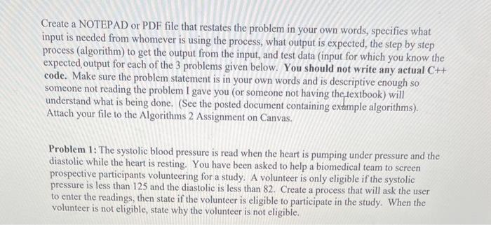  Create a NOTEPAD or PDF file that restates the problem in