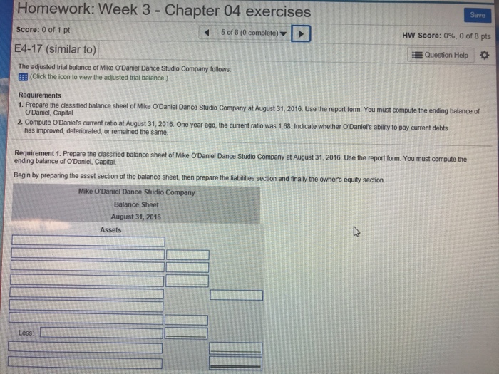  Homework: Week 3 - Chapter 04 exercises Save 5 of 8(0