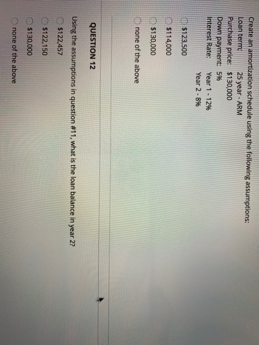  Create an amortization schedule using the following assumptions: Loan term; 25