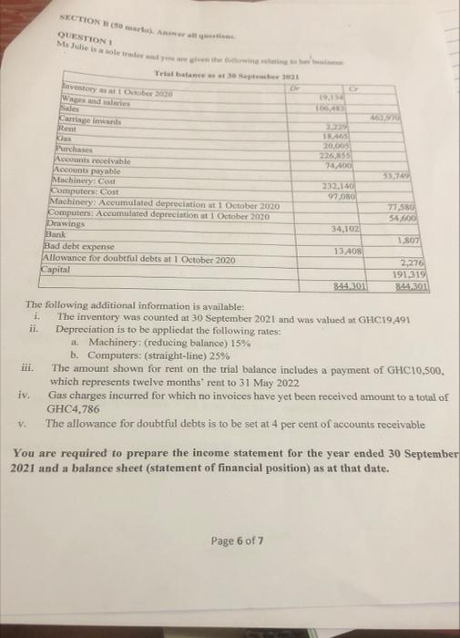 is a sole trader and you are given the following relating to