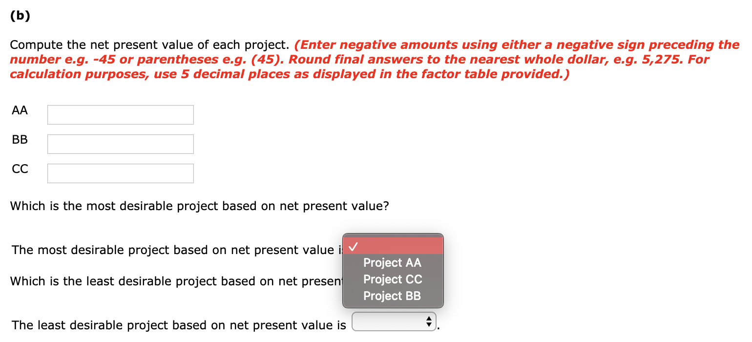 each requiring an equipment investment of $25,960. Each project will last for