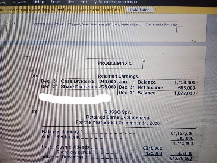 dividend $425,000. Thanks! Sactions and the closing entries for net income and