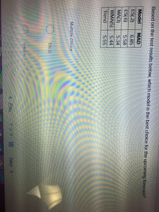  Based on the test results below, which model is the best