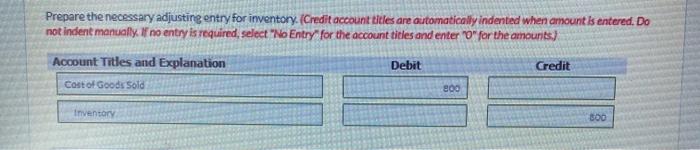 summary on debit & cost of goods sold on credit. so I