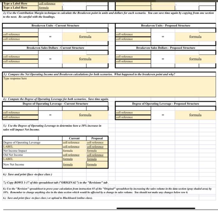 excel once completed. -please have an easy to follow setup thank you!!