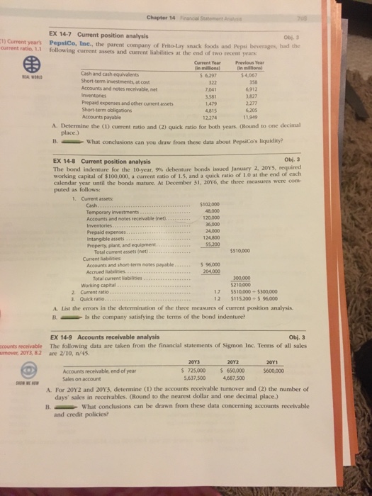  Chapter 14 Fnancal Statement A EX 14-7 Current position analysis Obj3
