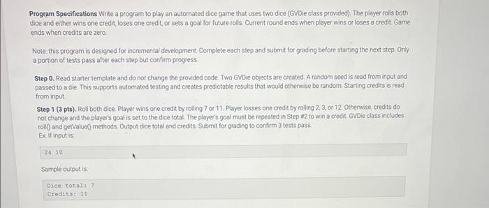  please help in java will like Program Specifications Write a program