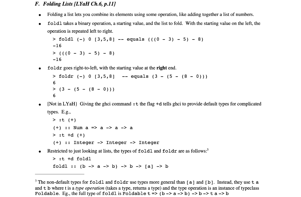 Haskell List Folding 8. (6 = 3 * 2 points) Let's re-implement
