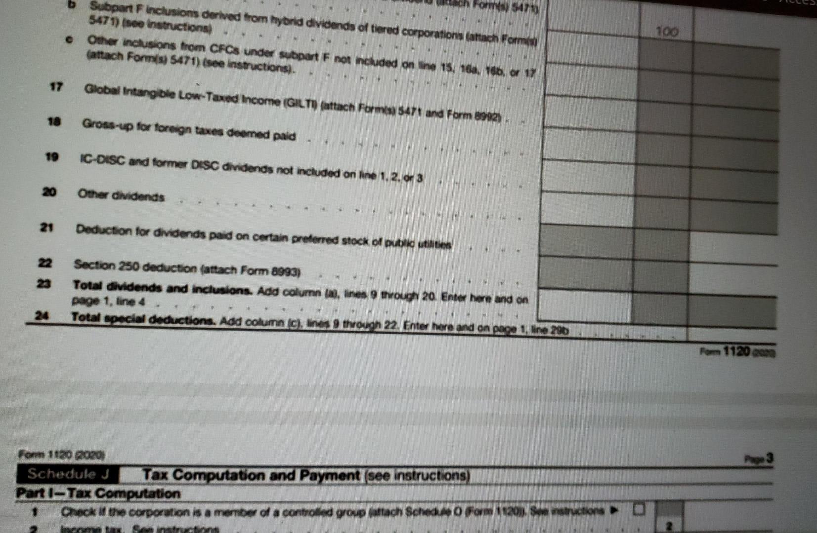 from operations Qualified dividends received from a 15 percent- owned domestic corporation