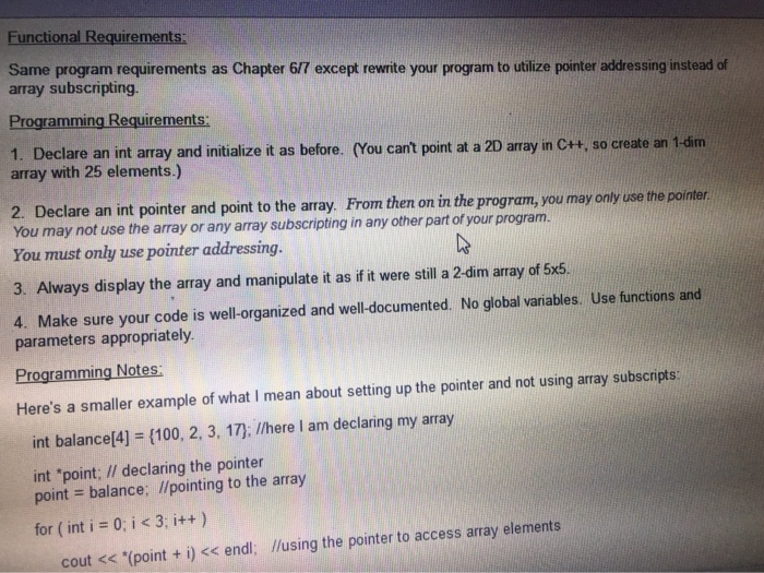  Functional Requirer Same program requirements as Chapter 6/7 except rewrite your