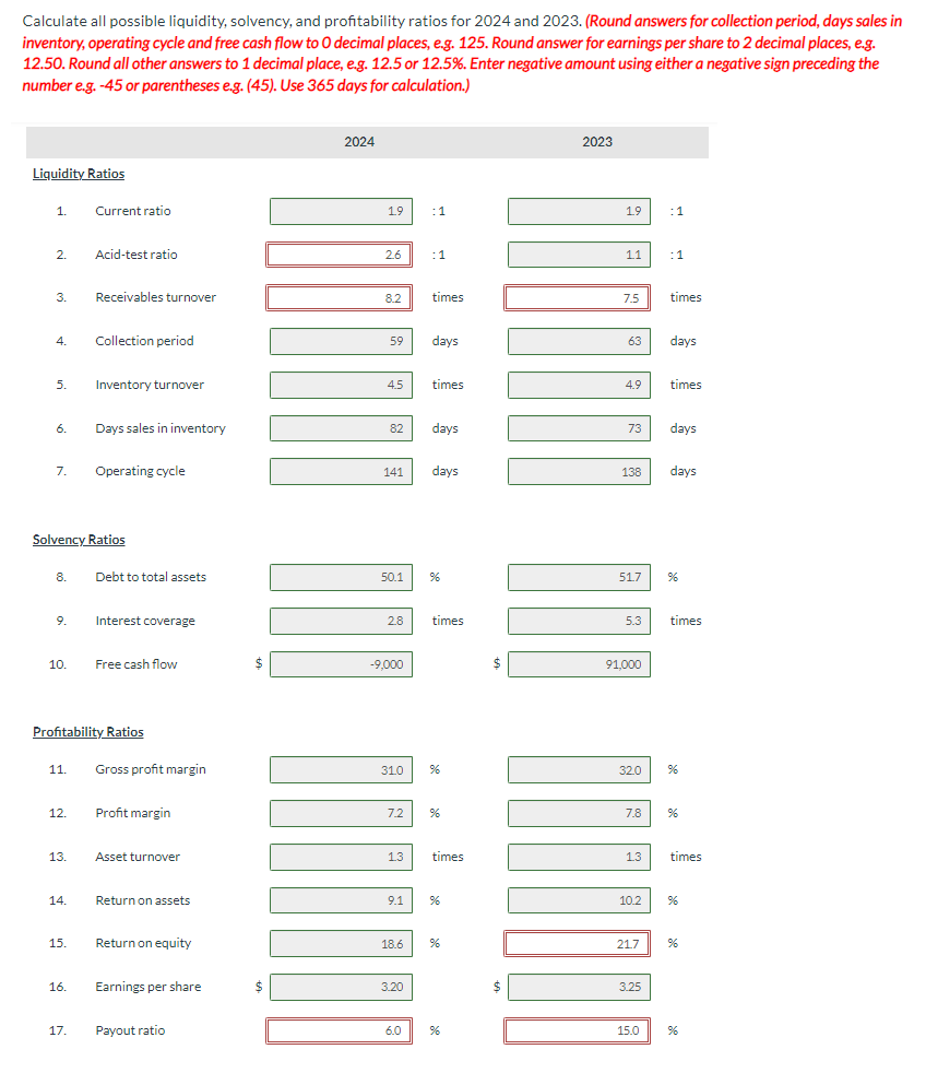 only) with formula used. Thank you. Comparative financial statements for Carla Vista
