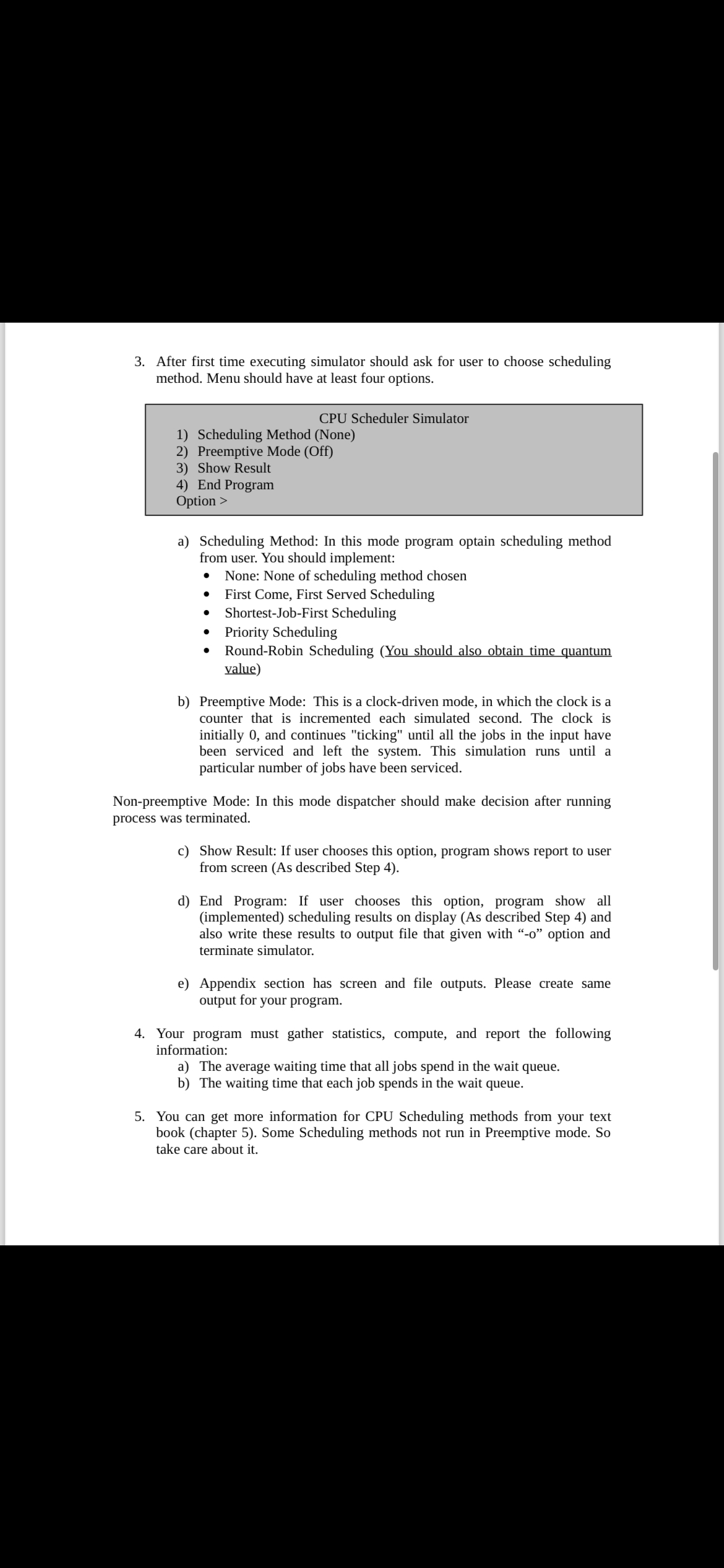  After first time executing simulator should ask for user to choose