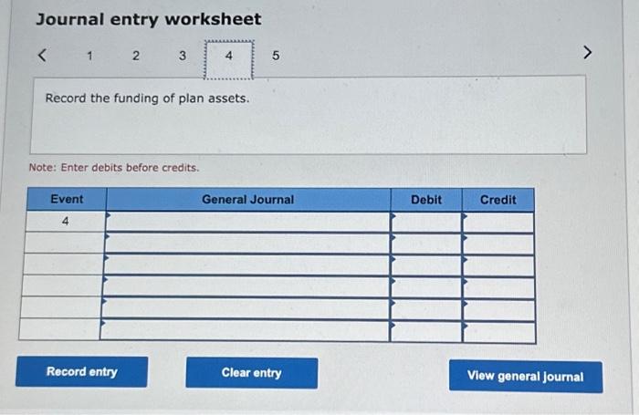 to plan assets and benefit payments to retirees. 4. Determine the balances
