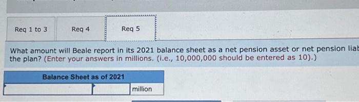 amount will Beale report in its 2021 balance sheet as a net