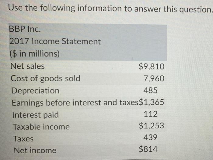  Use the following information to answer this question. 2016 and 2017